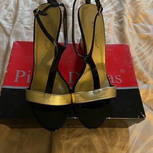 Pierre Dumas Black & Gold Wedges